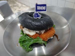 Honey Mustard Chicken Bagel Burger at 404Plant in Hong Kong Island