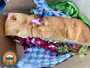 Vegan tofu sandwich special  at Snapdragon in Vashon Island