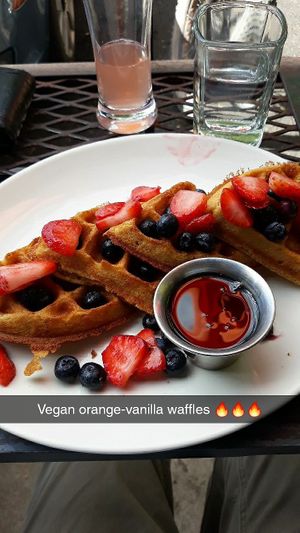 Vegan / gf orange-vanilla waffles at Urban Steam in Colorado Springs