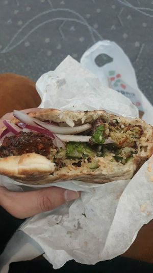 Falafel stuffed pita at DEN - Garbanzo Mediterranean Fresh - TB in Denver