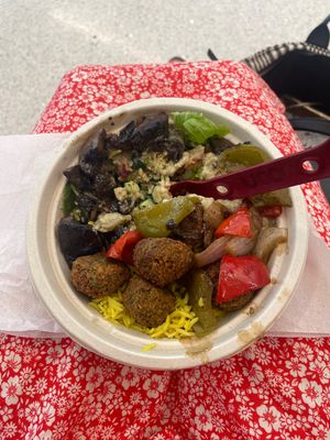 Bowl with double protein and vinegarette.  at DEN - Garbanzo Mediterranean Fresh - TB in Denver