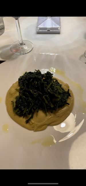 fava bean puree and chicory  at MiBiò bistrot in Milan