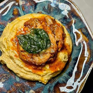 Polenta with Vegan Tripe at MiBiò bistrot in Milan