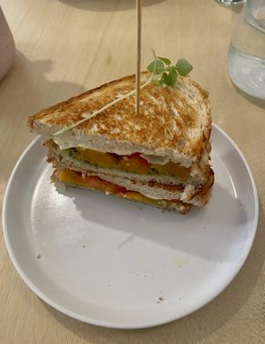 Pumpkin toastie at Plant Vibes Cafe in Bowen Hills