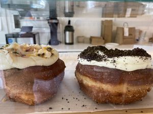 Decadent donuts  at Plant Vibes Cafe in Bowen Hills