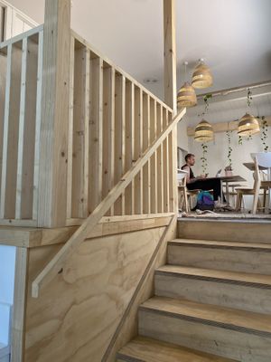 Upstairs dining at Plant Vibes Cafe in Bowen Hills