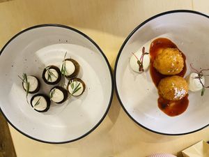 Mmmm arancini balls at Plant Vibes Cafe in Bowen Hills