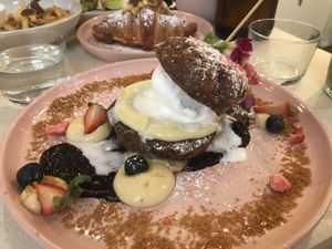 Blueberry brioche French toast   at Plant Vibes Cafe in Bowen Hills