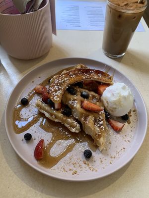 Waffles  at Plant Vibes Cafe in Bowen Hills