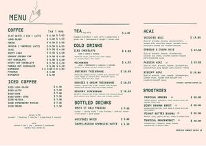 Menu at Plant Vibes Cafe in Bowen Hills