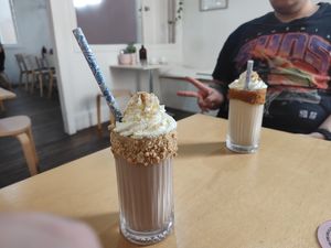 Snickers and Bischoff thick shake - out of this world at Plant Vibes Cafe in Bowen Hills