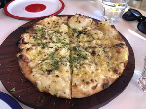 garlic bread  at George's Beach Club in Raglan