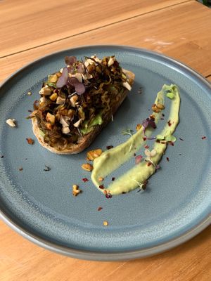 Eggplant toast at SER Restaurante in Nosara