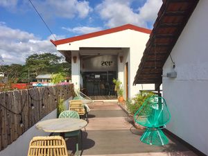 Outdoor entrance and seating  at SER Restaurante in Nosara