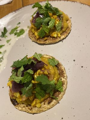 Chickpea pancakes  at SER Restaurante in Nosara