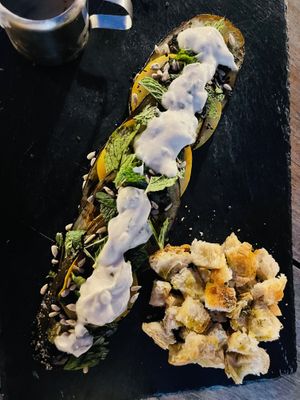 Eggplant + pear appetizer   at SER Restaurante in Nosara