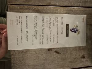 Wine menu  at SER Restaurante in Nosara