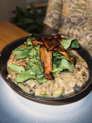 Asian carbonara  at SER Restaurante in Nosara