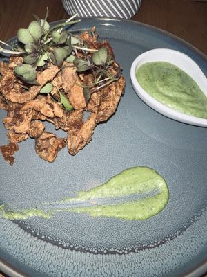 This pic doesn’t do it justice. Oyster mushrooms!!!  at SER Restaurante in Nosara