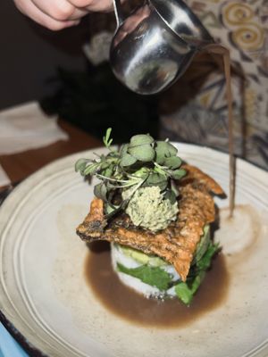 Sushi rice tempura seaweed timbale  at SER Restaurante in Nosara