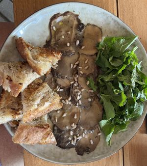 Portobello Miso Carpaccio (exquisite!) at SER Restaurante in Nosara