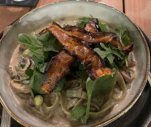 Asian Carbonara (YUM!) at SER Restaurante in Nosara