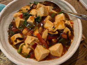Ma po tofu (spice alert) at Green Sprouts Vegetarian in Neutral Bay