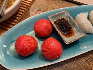 Beetroot dumplings at Green Sprouts Vegetarian in Neutral Bay