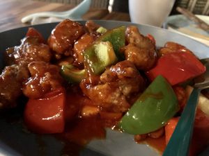 Sweet and sour pork at Green Sprouts Vegetarian in Neutral Bay