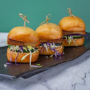 pork belly buns  at Green Sprouts Vegetarian in Neutral Bay