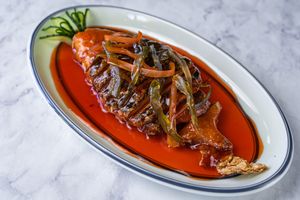 tofu fish with sweet and sour sauce  at Green Sprouts Vegetarian in Neutral Bay