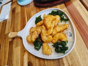Honey prawns at Green Sprouts Vegetarian in Neutral Bay