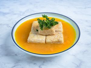 Agedashi Tofu in Fresh Pumpkin Broth
 at Green Sprouts Vegetarian in Neutral Bay