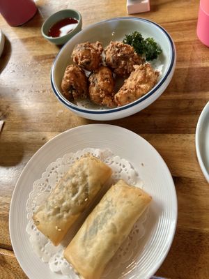 Fried rolls and fried tofu   at Green Sprouts Vegetarian in Neutral Bay
