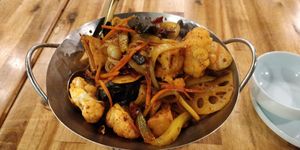 Spicy dry hot pot at Green Sprouts Vegetarian in Neutral Bay