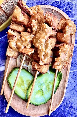 Satay Chicken Skewers   at Green Sprouts Vegetarian in Neutral Bay