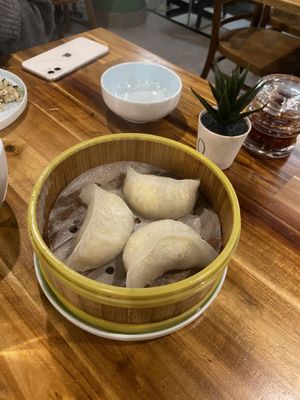 King mushroom dumplings   at Green Sprouts Vegetarian in Neutral Bay