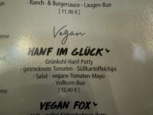 menu  at Burgerheart in Nuremberg