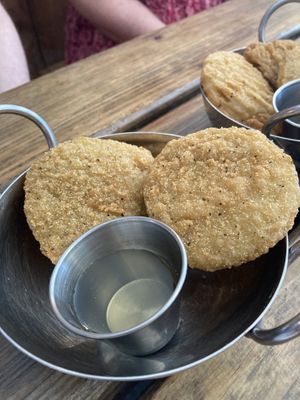 Vegan Fried Green Tomatoes  at Cafe Koa & Market in Southport