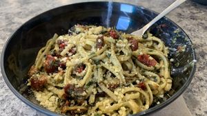 Pesto pasta  at Make It Vegan in Lakewood