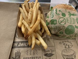 Veggie burger with French fries at Super Duper Burgers - Downtown in San Francisco