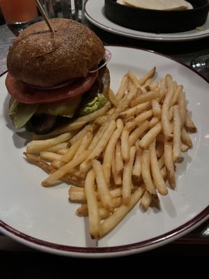 Moving mountains burger 4/5, pretty good burger, you get a load of fries at Maxwell's in London