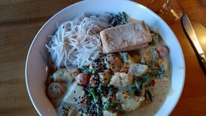 Yellow Curry Bowl w/ tofu add on at Tap & Vine at 559 in Medford
