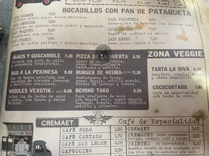Menu  at El Garaje in Valencia