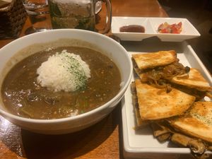 Gumbo and quesadilla  at Soul Food House in Tokyo