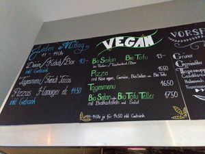 vegan menu at Casablanca City in Thun