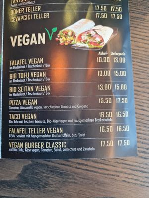 Menu at Casablanca City in Thun