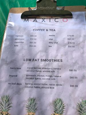 Maxico drink menu 10/2020 at Maxico in Los Barriles