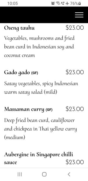 Veggie dishes can be made vegan at Malayan Orchid in Bendigo