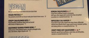 Updated vegan menu as of April 2024  at Lucky Luke Brewpub in Lancaster